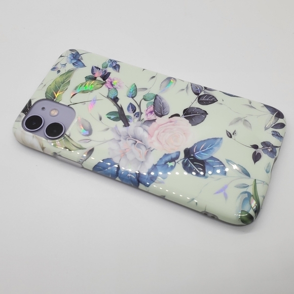Floral iPhone 11 Case iPhone 12 Pro Max Case Floral laser Holographic - Picture 8 of 8